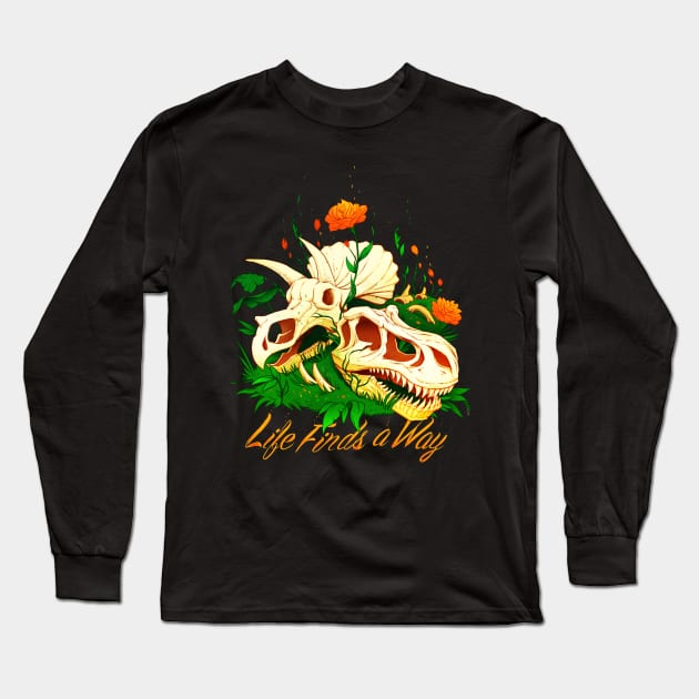 Prehistoric Skull Flower Life Long Sleeve T-Shirt by Tobe_Fonseca